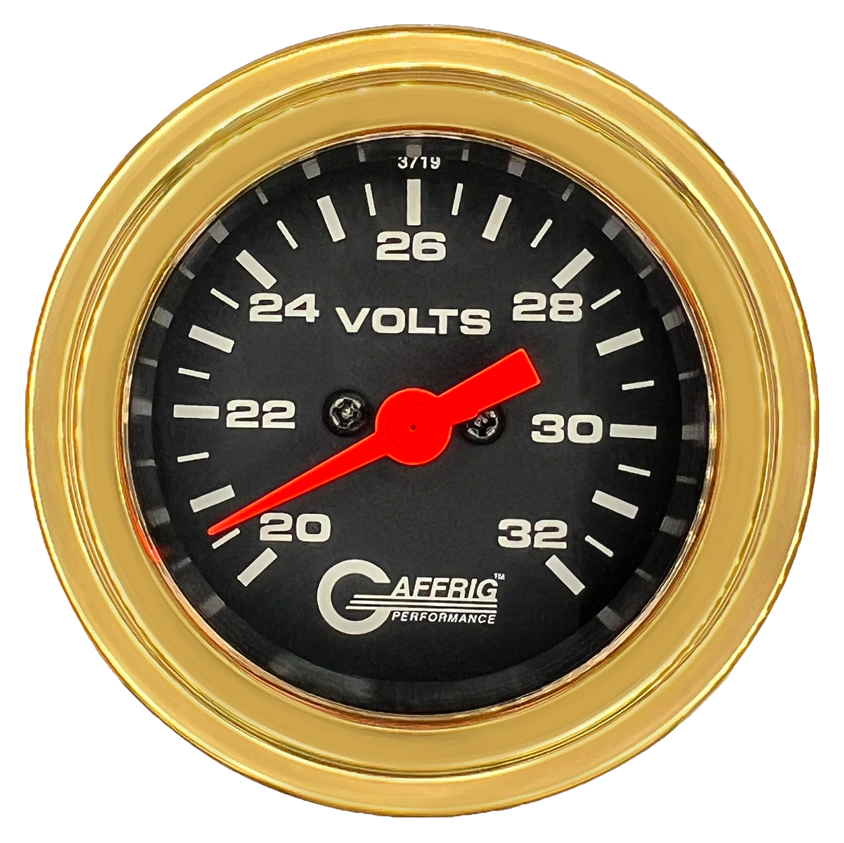 #5038 2 INCH ELECTRIC VOLTMETER 16-32 VOLT  Black Gold / Step