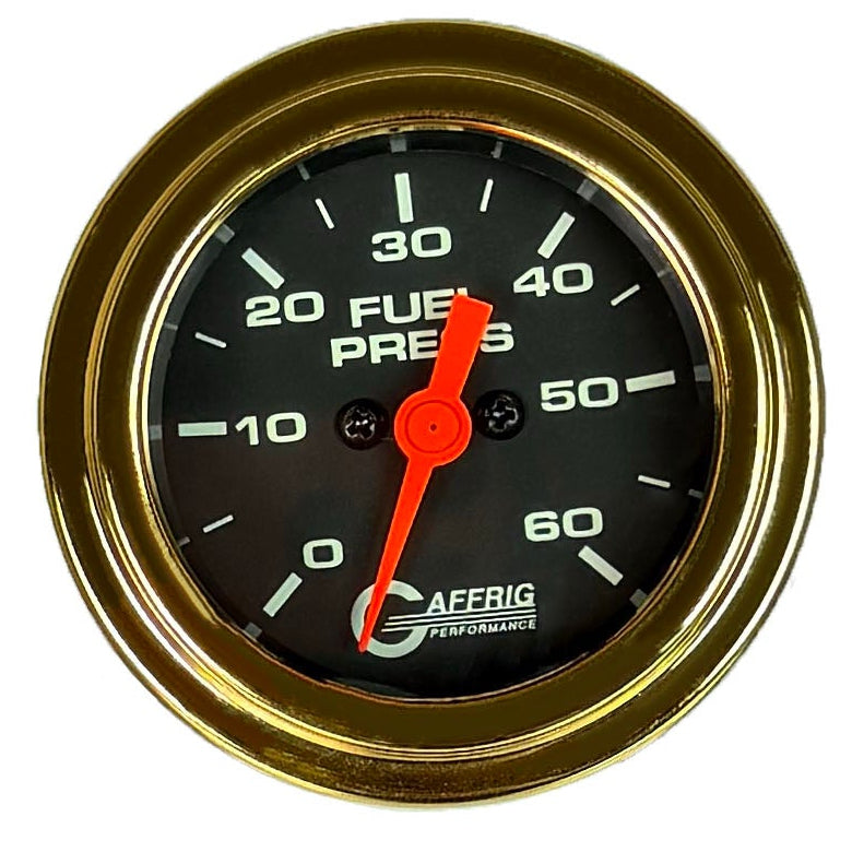 GAFFRIG PART #5050 2 INCH ELECTRIC FUEL PRESSURE MARINE BOAT GAUGE 0-60 PSI - BLACK