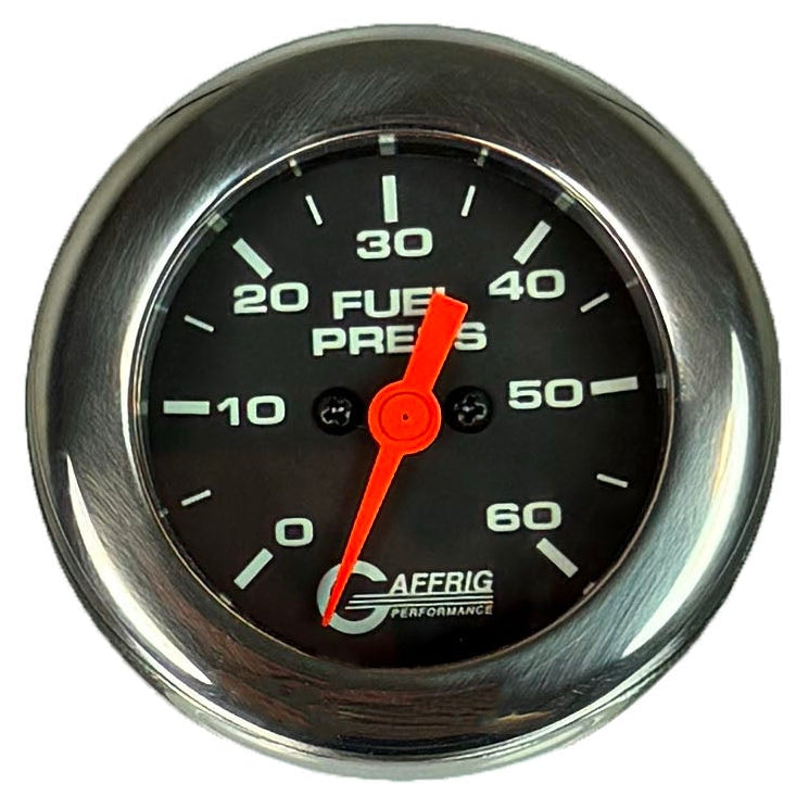GAFFRIG PART #5050 2 INCH ELECTRIC FUEL PRESSURE MARINE BOAT GAUGE 0-60 PSI - BLACK