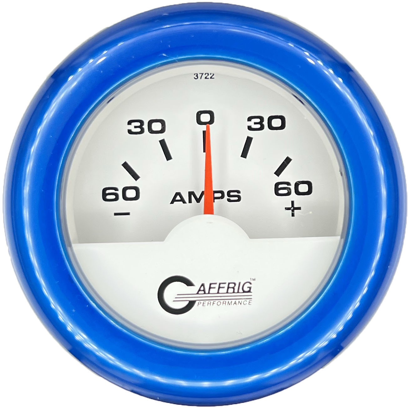 GAFFRIG PART #5500 2 INCH ELECTRIC AMMETER GAUGE -60/+60 AMP WHITE BLUE / STEP RIM