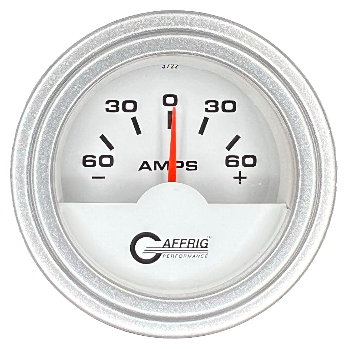 #5500 2 INCH ELECTRIC AMMETER -60/+60 AMP White Platinum / Step