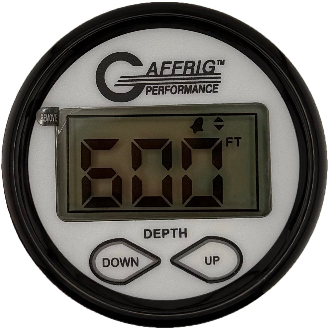GAFFRIG PART #5507 2 INCH HIGH PERFORMANCE DIGITAL DEPTH SOUNDER MARINE BOAT GAUGE KIT WHITE W/ALARM AIR & WATER TEMPERATURE AND TRANSDUCER