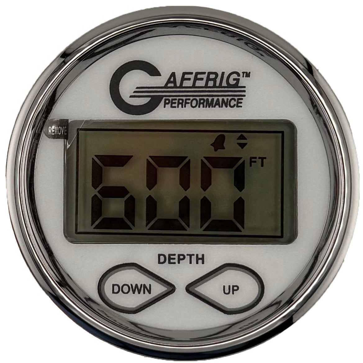 GAFFRIG PART #5507 2 INCH HIGH PERFORMANCE DIGITAL DEPTH SOUNDER MARINE BOAT GAUGE KIT WHITE W/ALARM AIR & WATER TEMPERATURE AND TRANSDUCER