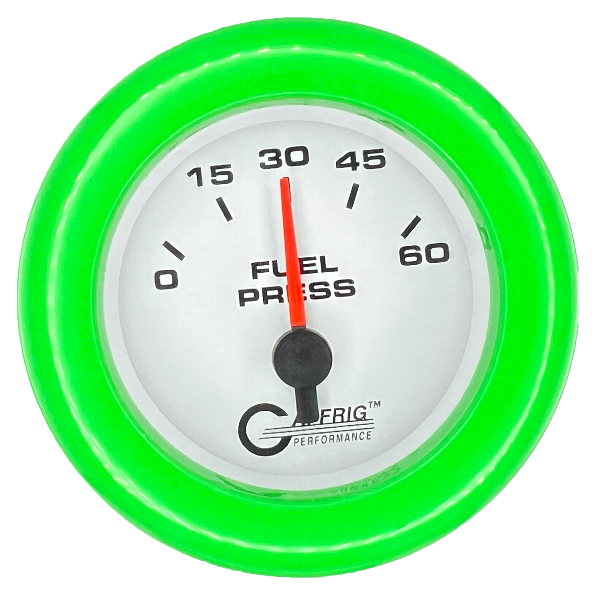 #5508 2 INCH ELECTRIC FUEL PRESS. 0-60 PSI White Lime Green / Step