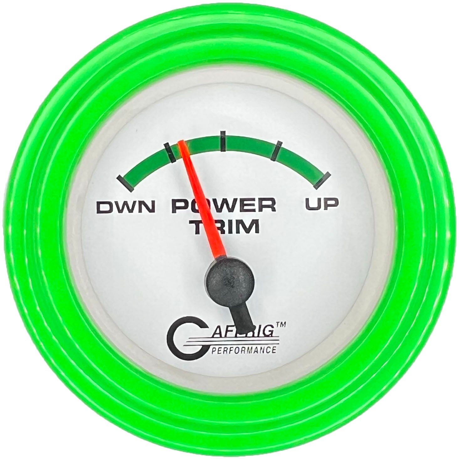 GAFFRIG PART #5528 2 INCH ELECTRIC TRIM METER OMC GAUGE WHITE LIME GREEN / STEP RIM