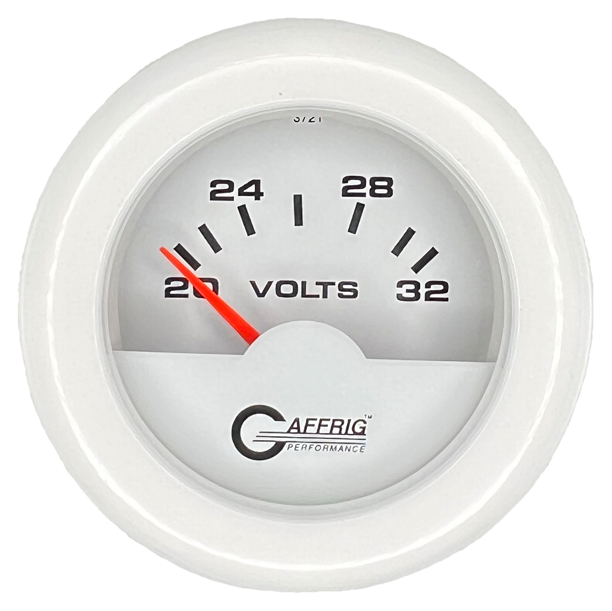 #5536 2 INCH ELECTRIC VOLTMETER 16-32 VOLT White White / Fat
