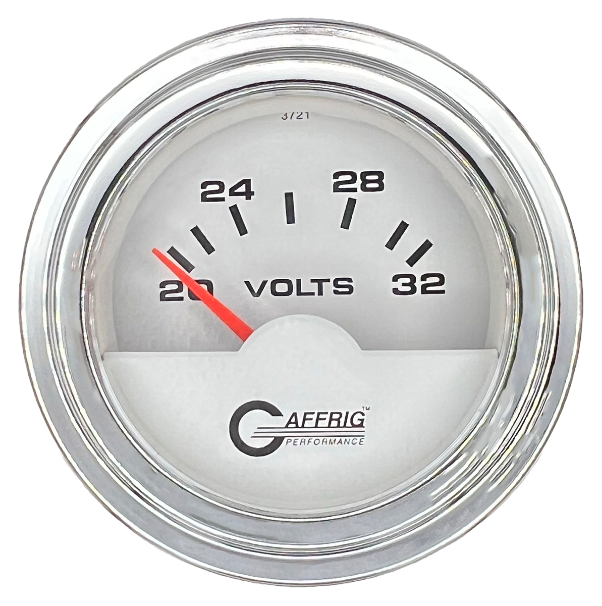 #5536 2 INCH ELECTRIC VOLTMETER 16-32 VOLT White Chrome / Step