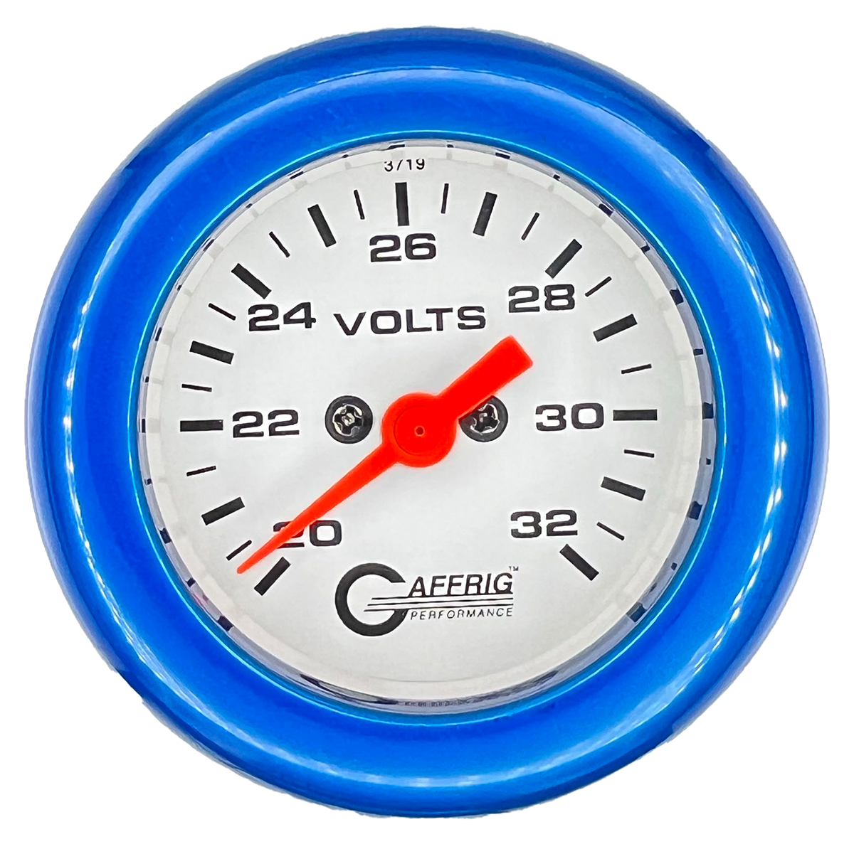 #5538 2 INCH ELECTRIC VOLTMETER 16-32 VOLT  WHITE Blue / Step