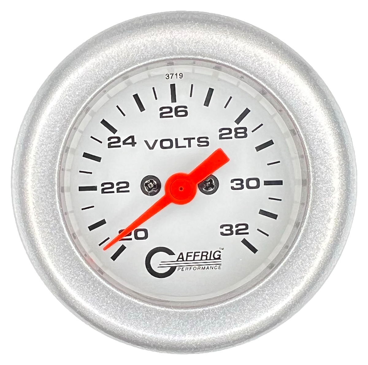 #5538 2 INCH ELECTRIC VOLTMETER 16-32 VOLT  WHITE Platinum / Step