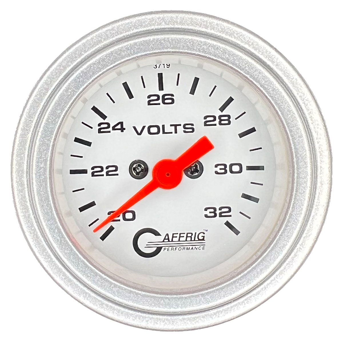 #5538 2 INCH ELECTRIC VOLTMETER 16-32 VOLT  WHITE Platinum / Step