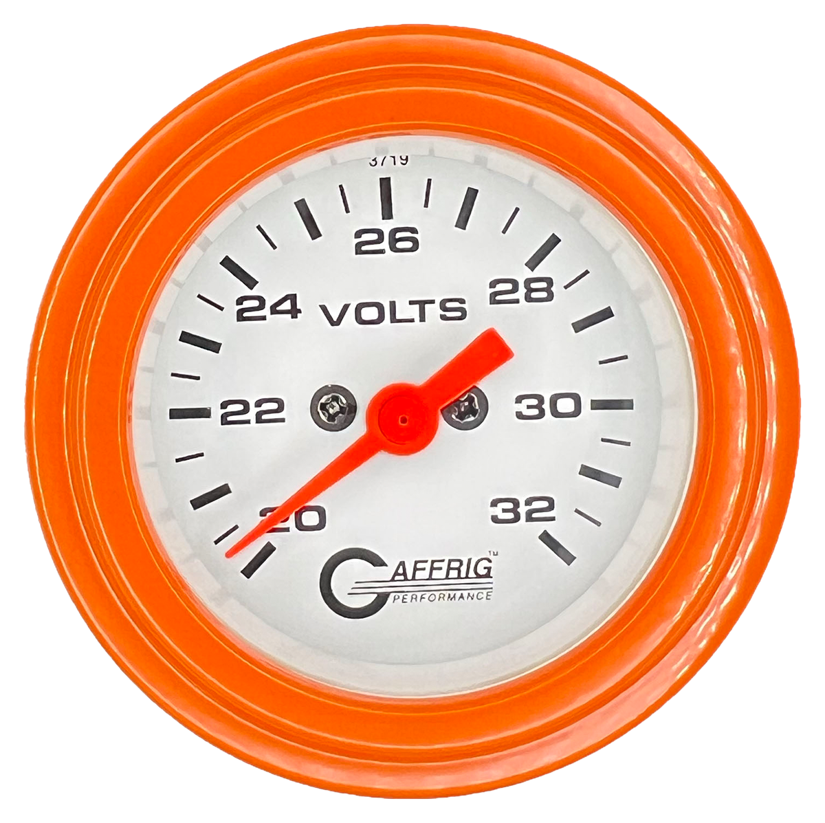#5538 2 INCH ELECTRIC VOLTMETER 16-32 VOLT  WHITE Orange / Step