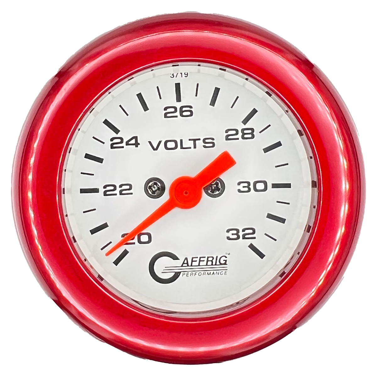 #5538 2 INCH ELECTRIC VOLTMETER 16-32 VOLT  WHITE Red / Step