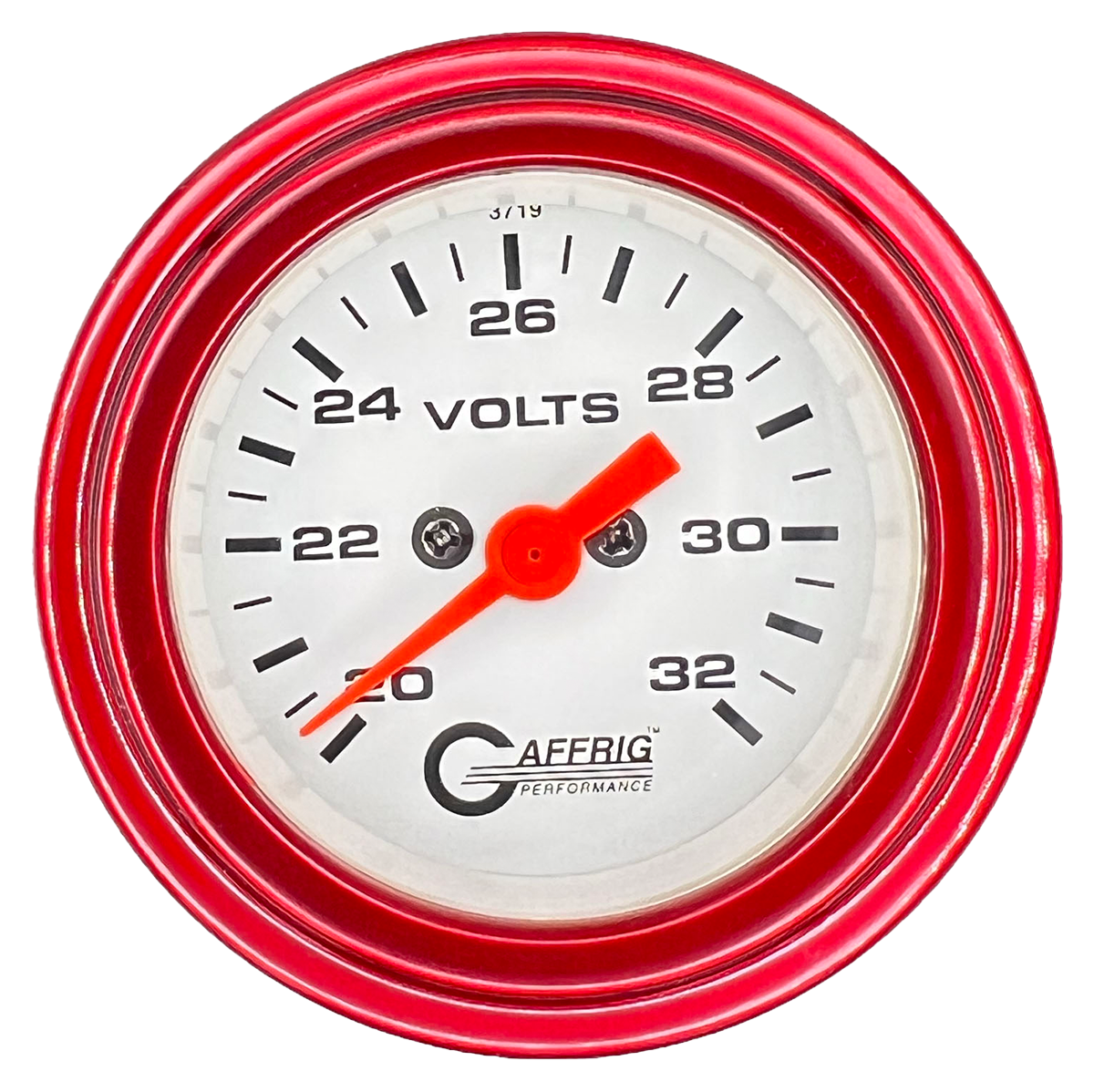 #5538 2 INCH ELECTRIC VOLTMETER 16-32 VOLT  WHITE Red / Step