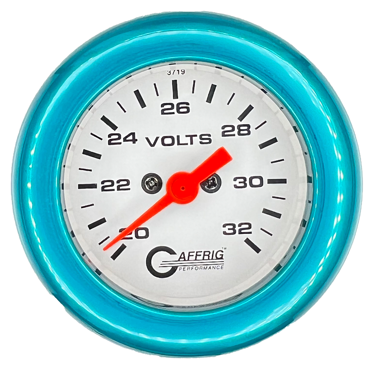 #5538 2 INCH ELECTRIC VOLTMETER 16-32 VOLT  WHITE Teal / Step