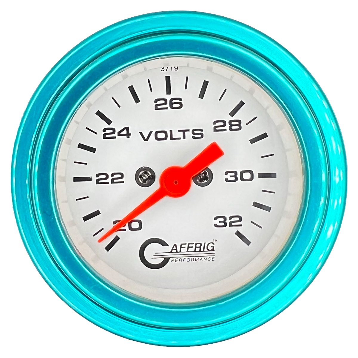 #5538 2 INCH ELECTRIC VOLTMETER 16-32 VOLT  WHITE Teal / Step
