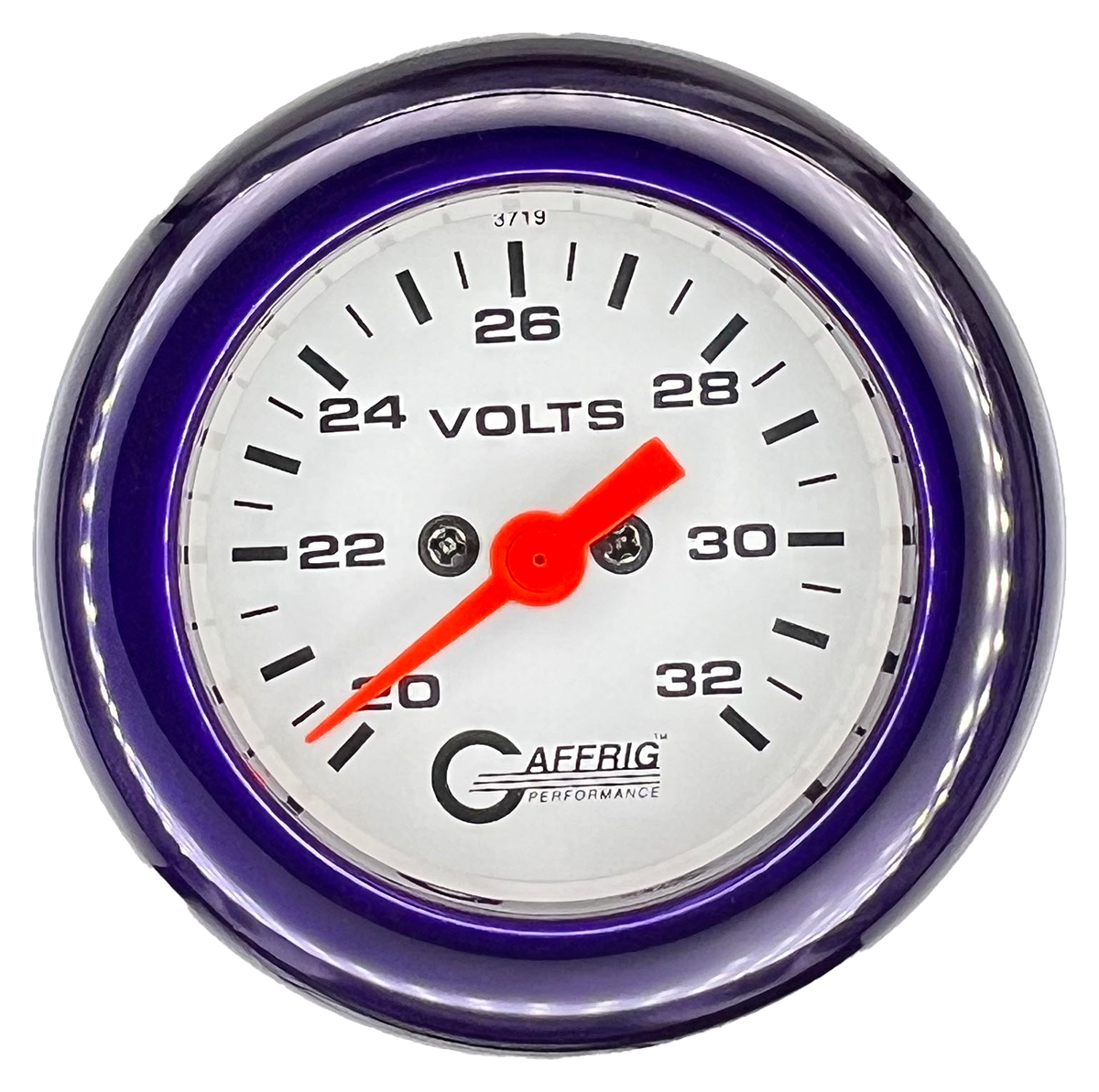 #5538 2 INCH ELECTRIC VOLTMETER 16-32 VOLT  WHITE Purple / Step