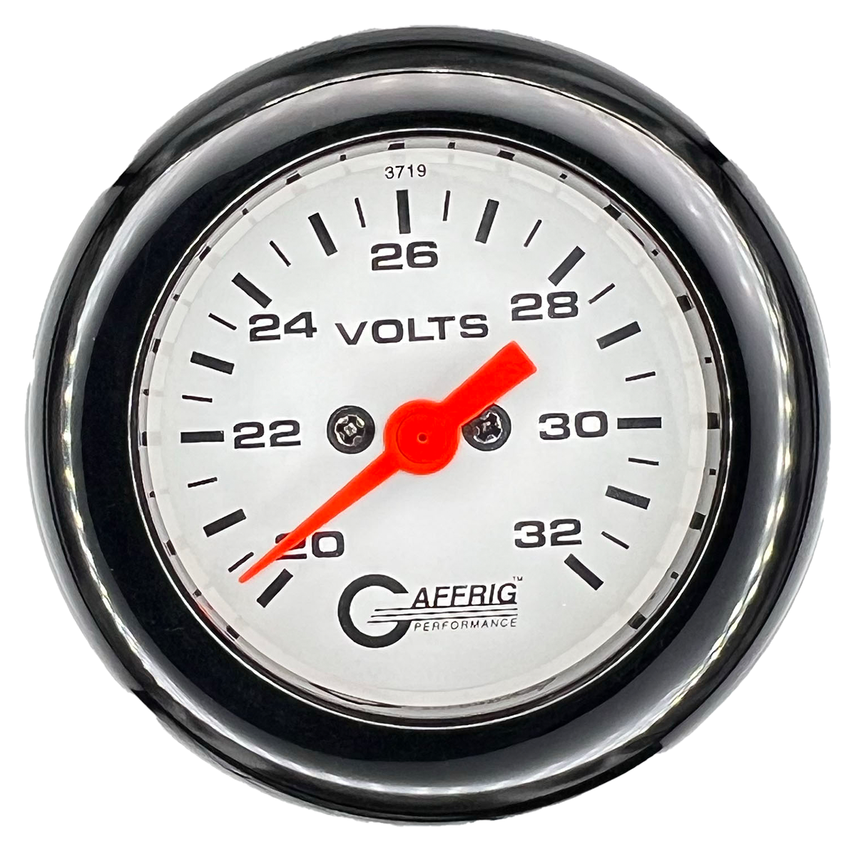 #5538 2 INCH ELECTRIC VOLTMETER 16-32 VOLT  WHITE Black / Step