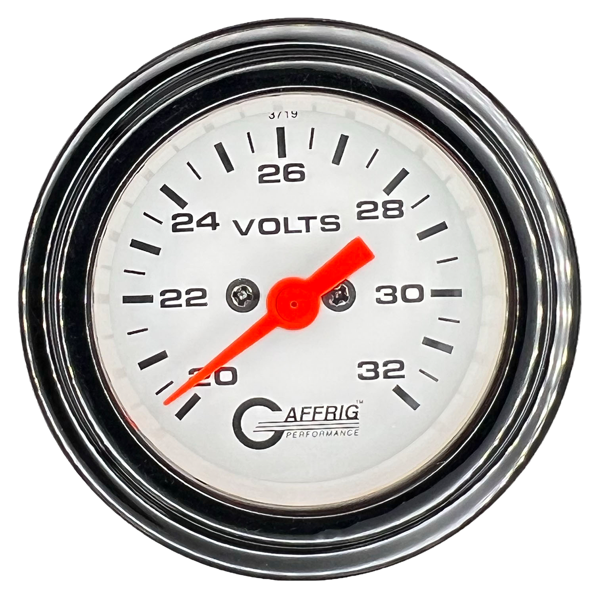 #5538 2 INCH ELECTRIC VOLTMETER 16-32 VOLT  WHITE Black / Step