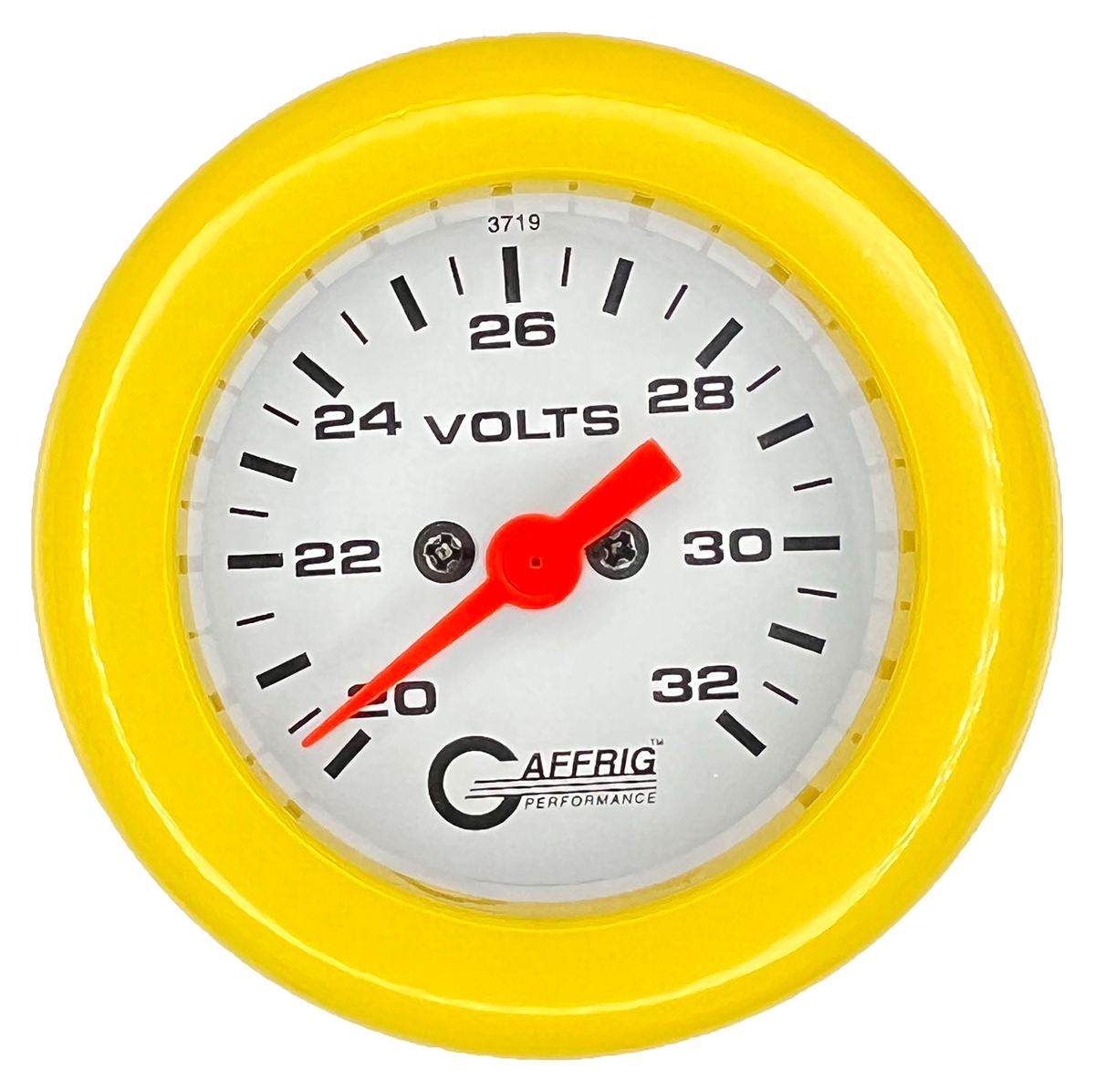 #5538 2 INCH ELECTRIC VOLTMETER 16-32 VOLT  WHITE Yellow / Step