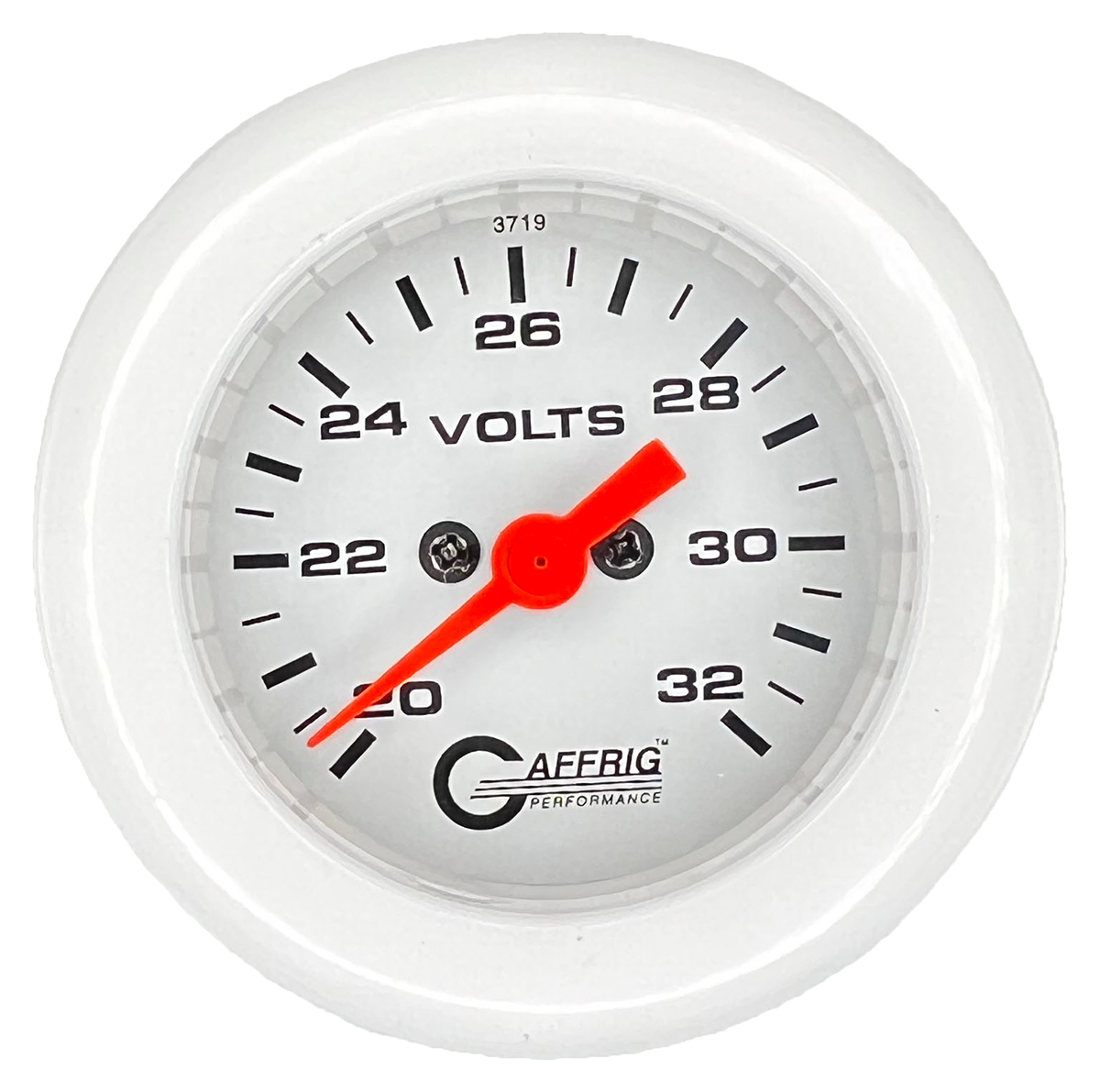 #5538 2 INCH ELECTRIC VOLTMETER 16-32 VOLT  WHITE White / Fat