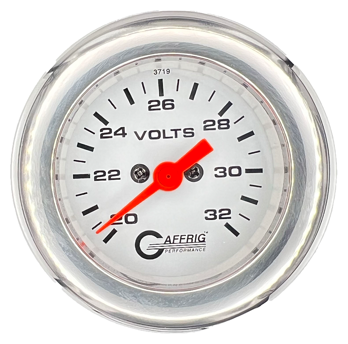 #5538 2 INCH ELECTRIC VOLTMETER 16-32 VOLT  WHITE Chrome / Step