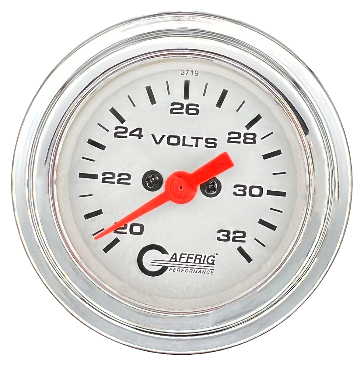 #5538 2 INCH ELECTRIC VOLTMETER 16-32 VOLT  WHITE Chrome / Step
