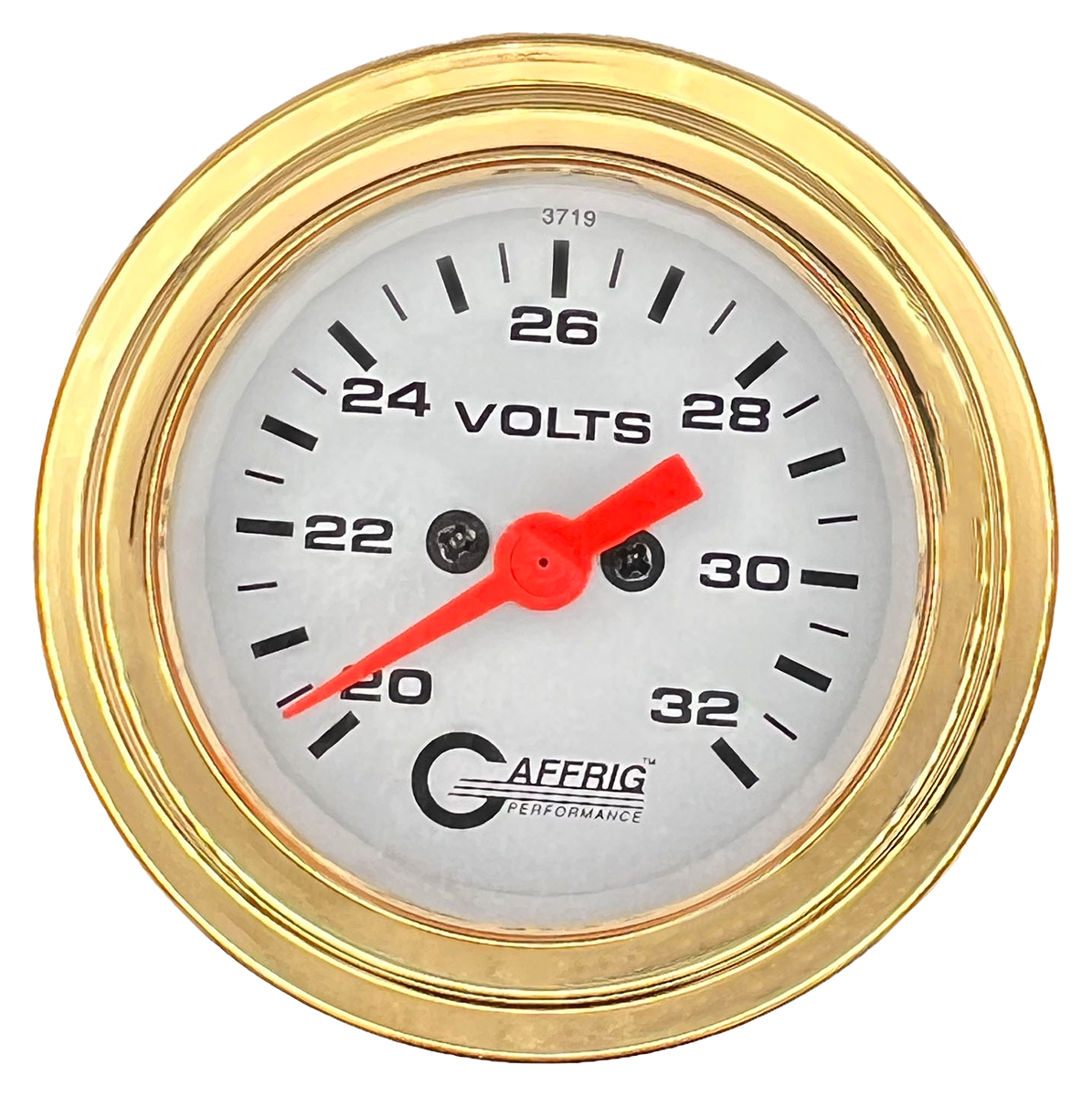 #5538 2 INCH ELECTRIC VOLTMETER 16-32 VOLT  WHITE Gold / Step