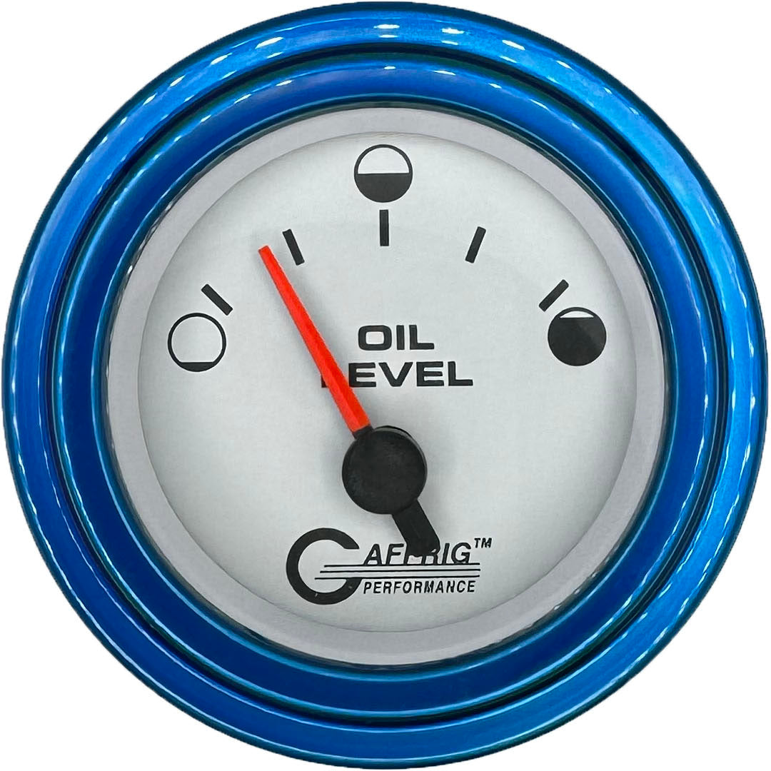 GAFFRIG PART #5556 2 INCH ELECTRIC OIL LEVEL GAUGE WHITE BLUE / STEP RIM