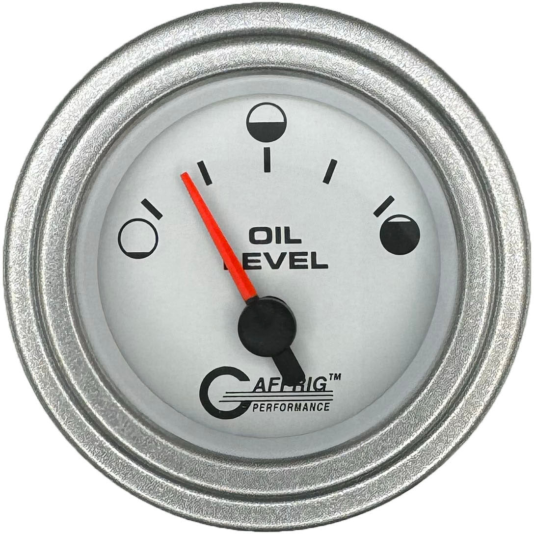 GAFFRIG PART #5556 2 INCH ELECTRIC OIL LEVEL GAUGE WHITE PLATINUM / FAT RIM