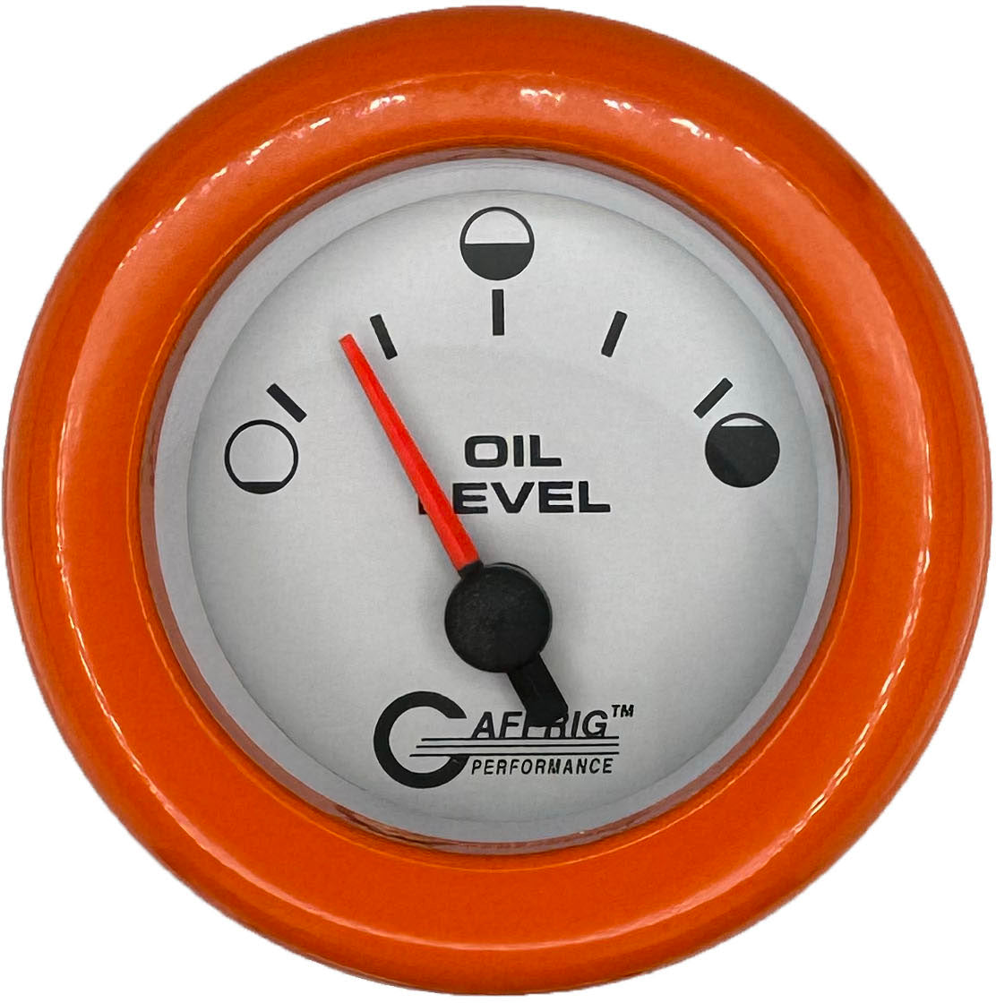 GAFFRIG PART #5556 2 INCH ELECTRIC OIL LEVEL GAUGE WHITE ORANGE / FAT RIM