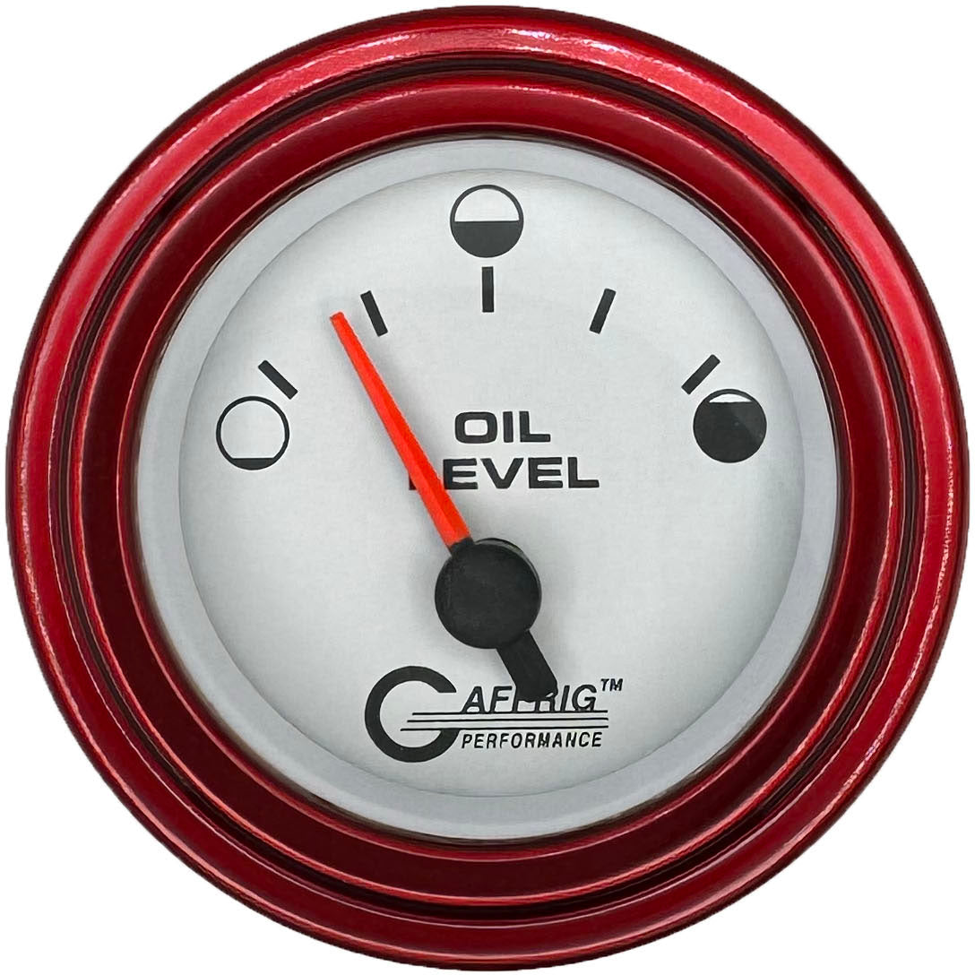 GAFFRIG PART #5556 2 INCH ELECTRIC OIL LEVEL GAUGE WHITE RED / STEP RIM