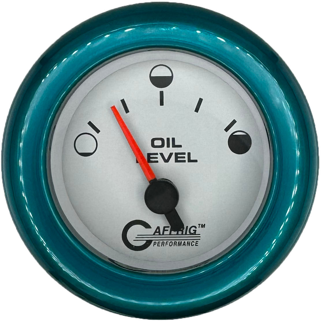 GAFFRIG PART #5556 2 INCH ELECTRIC OIL LEVEL GAUGE WHITE TEAL / STEP RIM