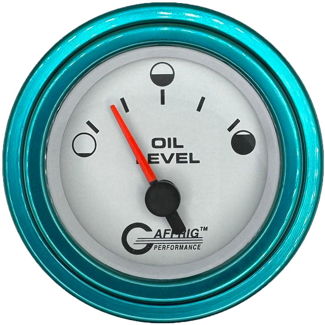 GAFFRIG PART #5556 2 INCH ELECTRIC OIL LEVEL GAUGE WHITE TEAL / STEP RIM