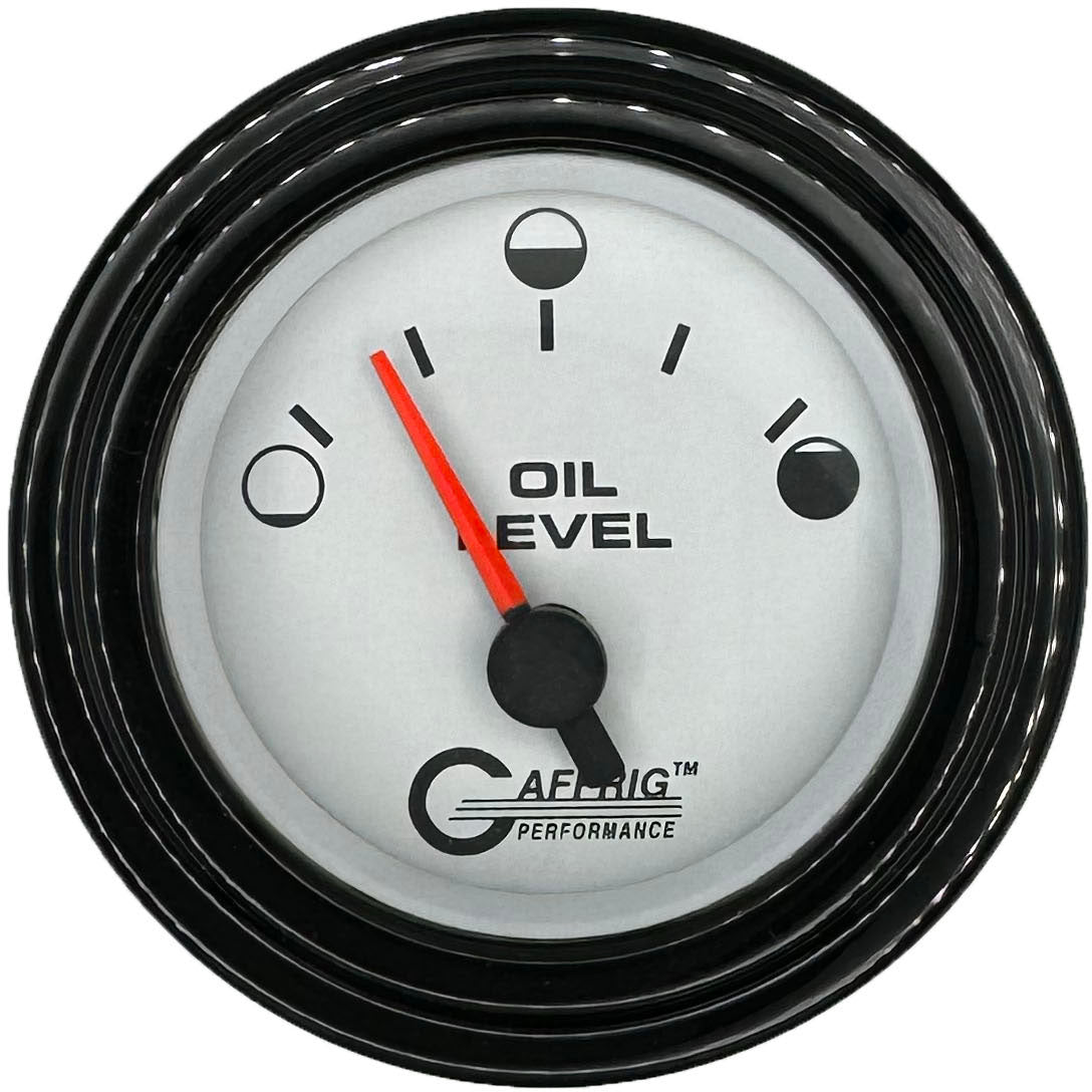 GAFFRIG PART #5556 2 INCH ELECTRIC OIL LEVEL GAUGE WHITE BLACK / STEP RIM