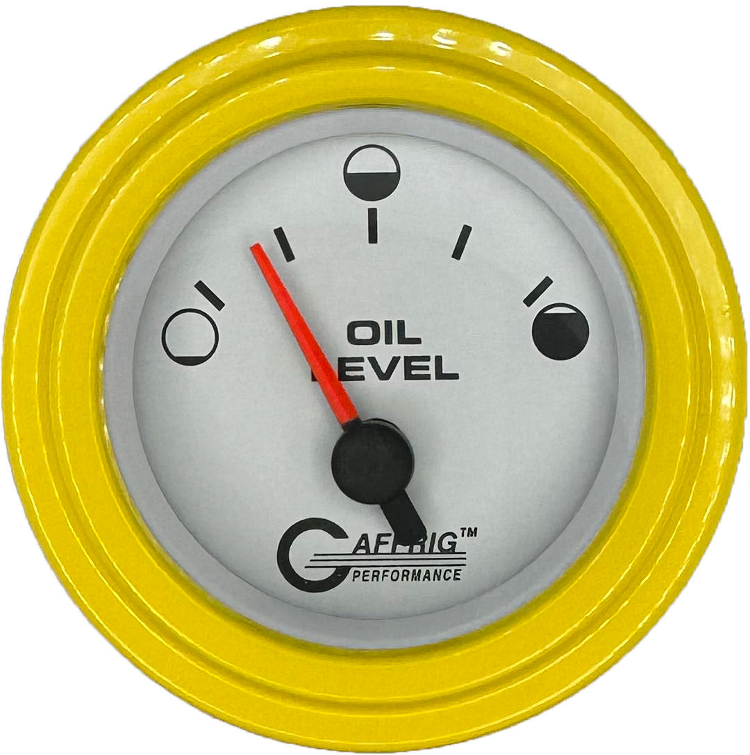 GAFFRIG PART #5556 2 INCH ELECTRIC OIL LEVEL GAUGE WHITE YELLOW / STEP RIM
