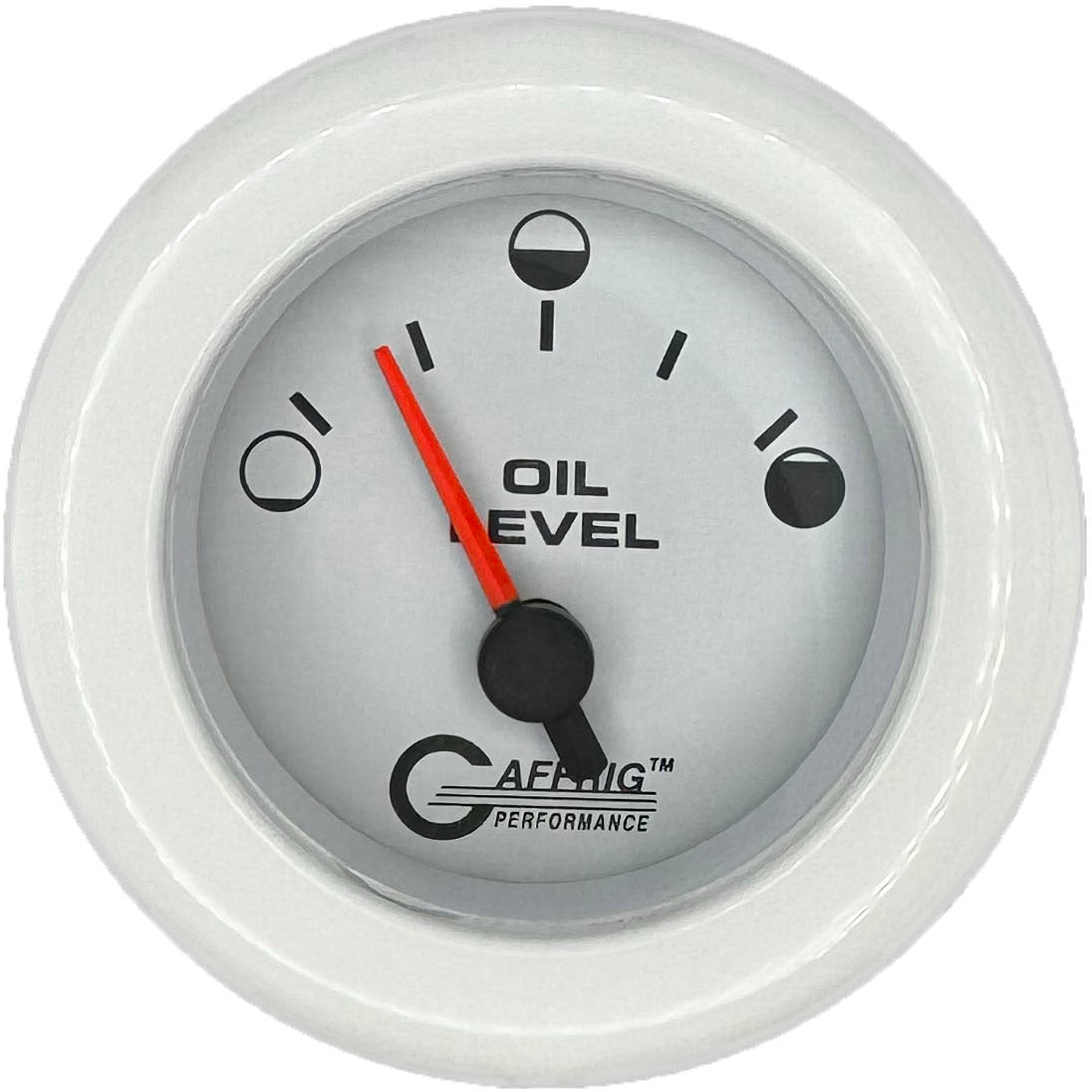 GAFFRIG PART #5556 2 INCH ELECTRIC OIL LEVEL GAUGE WHITE WHITE / FAT RIM