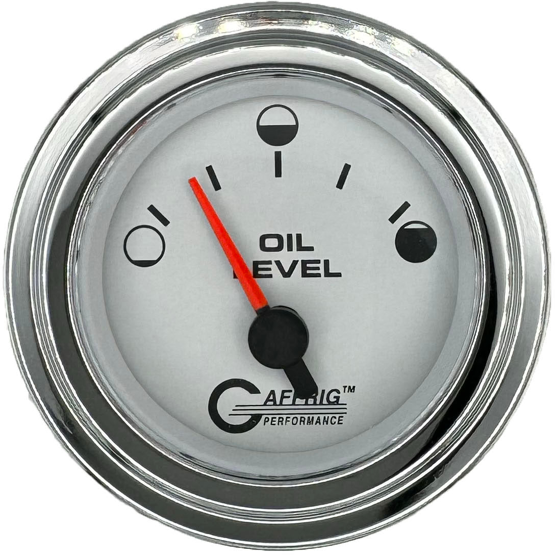 GAFFRIG PART #5556 2 INCH ELECTRIC OIL LEVEL GAUGE WHITE CHROME / STEP RIM