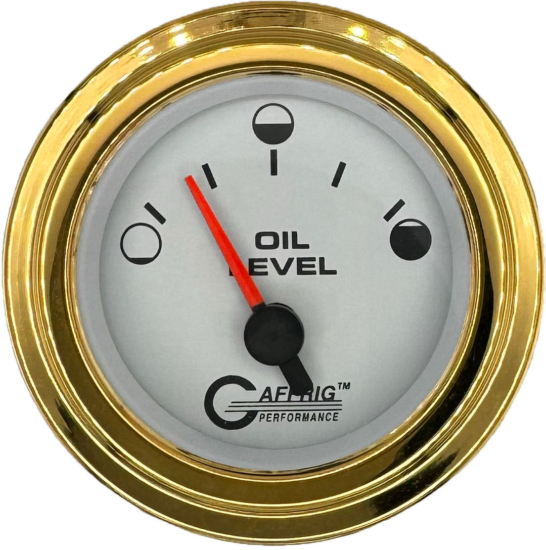 GAFFRIG PART #5556 2 INCH ELECTRIC OIL LEVEL GAUGE WHITE PLATINUM / STEP RIM