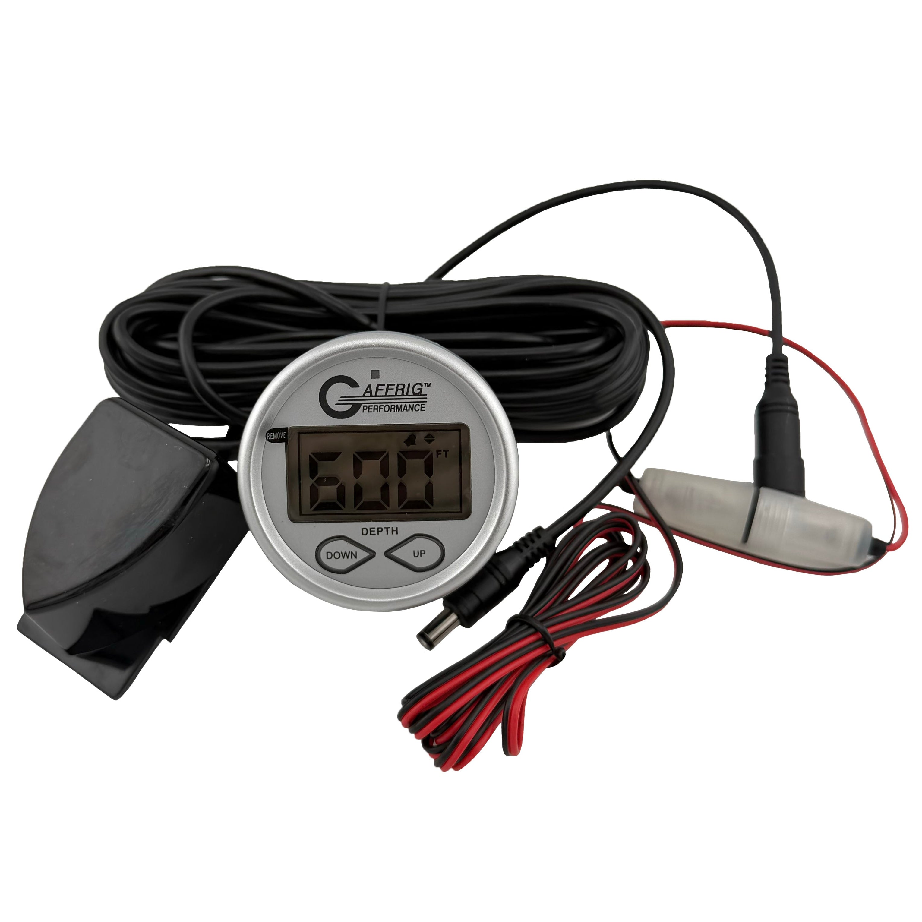GAFFRIG PART #5801 2 INCH HIGH PERFORMANCE DIGITAL DEPTH SOUNDER MARINE BOAT GAUGE KIT-PLATINUM W/ALARM