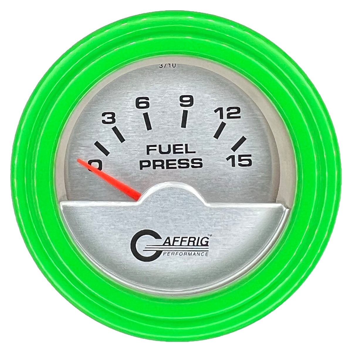 #5806 2 INCH ELECTRIC FUEL PRESS. 0-15 PSI PLATINUM Lime Green / Step