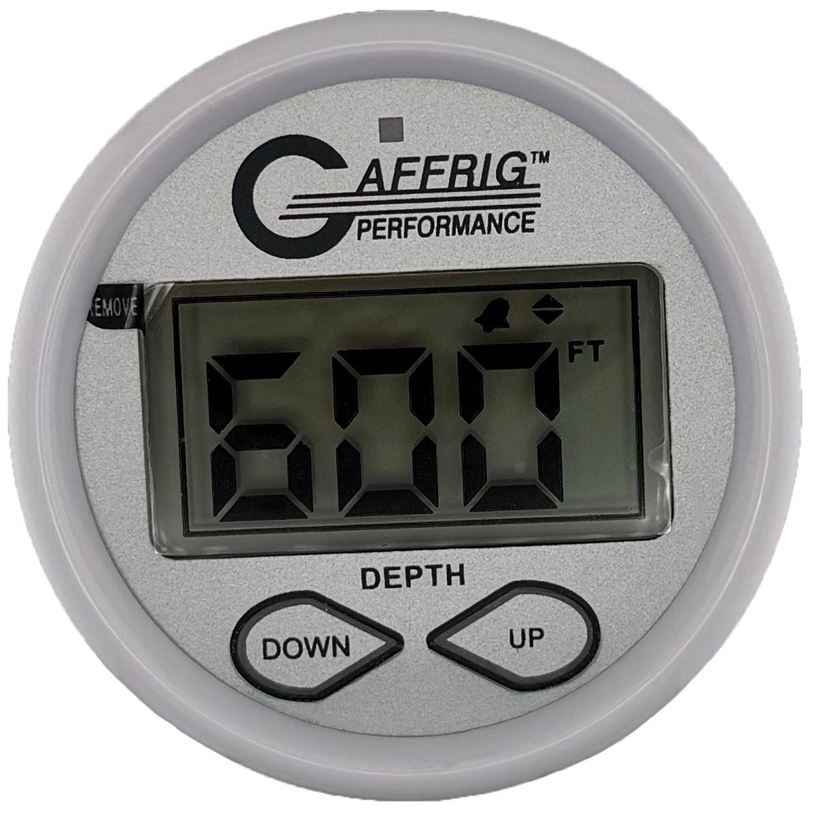 GAFFRIG PART #5807 2 INCH HIGH PERFORMANCE DIGITAL DEPTH SOUNDER MARINE BOAT GAUGE KIT-PLATINUM- W/ALARM AIR & WATER TEMP. AND TRANSDUCER