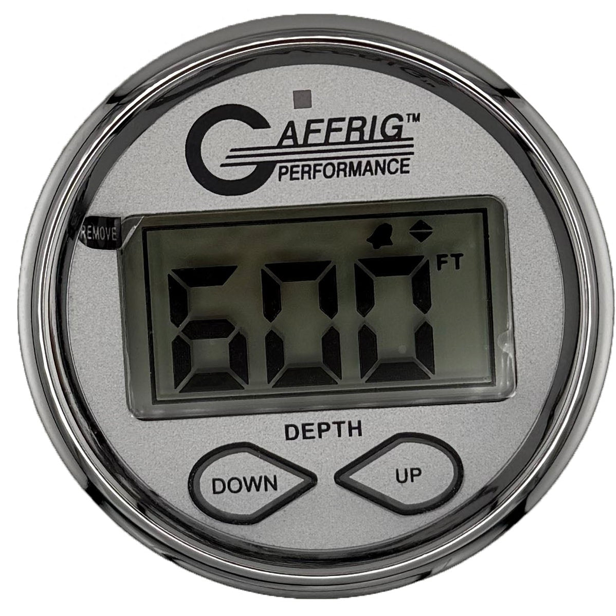 GAFFRIG PART #5807 2 INCH HIGH PERFORMANCE DIGITAL DEPTH SOUNDER MARINE BOAT GAUGE KIT-PLATINUM- W/ALARM AIR & WATER TEMP. AND TRANSDUCER