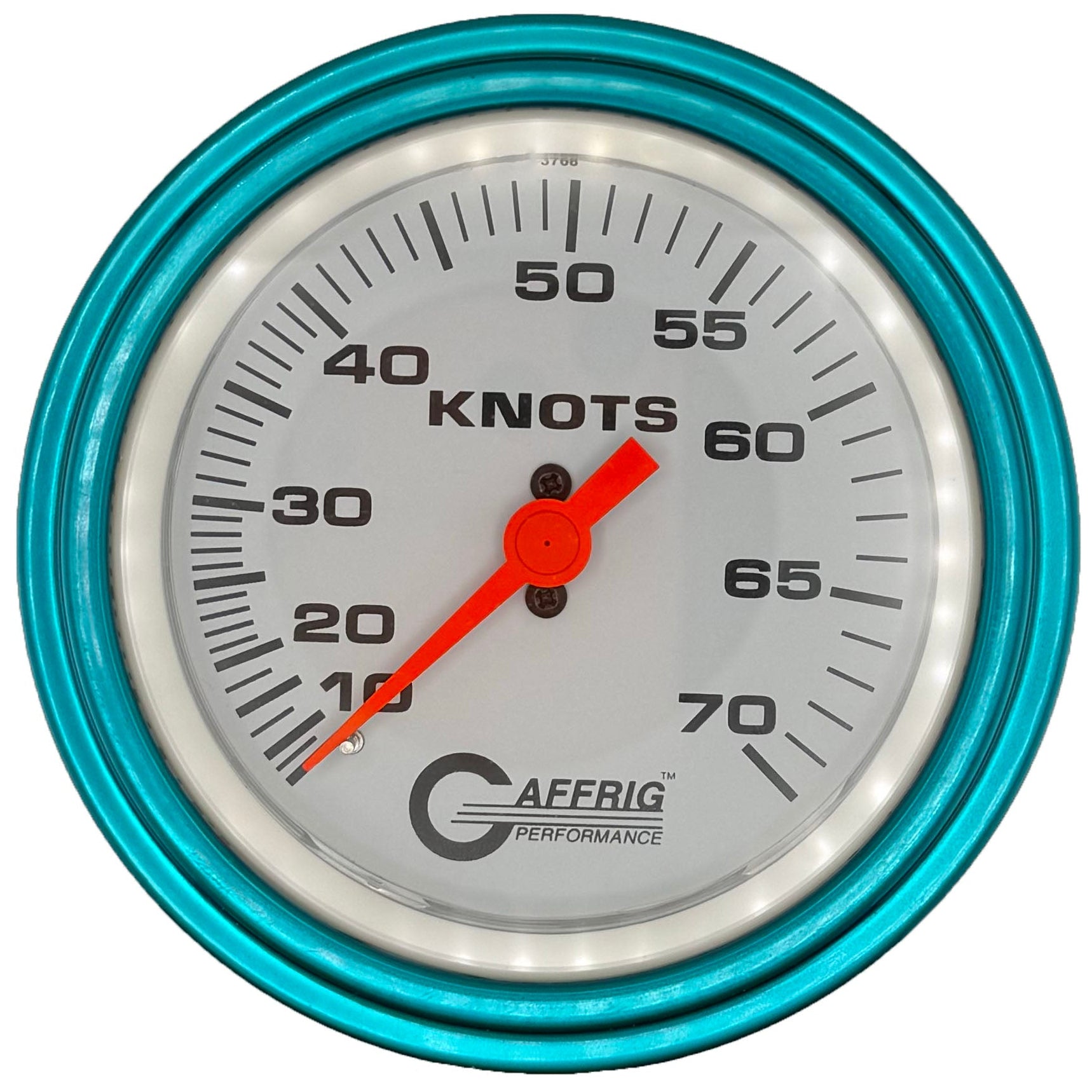 GAFFRIG PART #5860 3 3/8 INCH MECHANICAL DRY INTERNATIONAL SPEEDOMETER GAUGE 70 KNOTS HEAD ONLY WHITE
