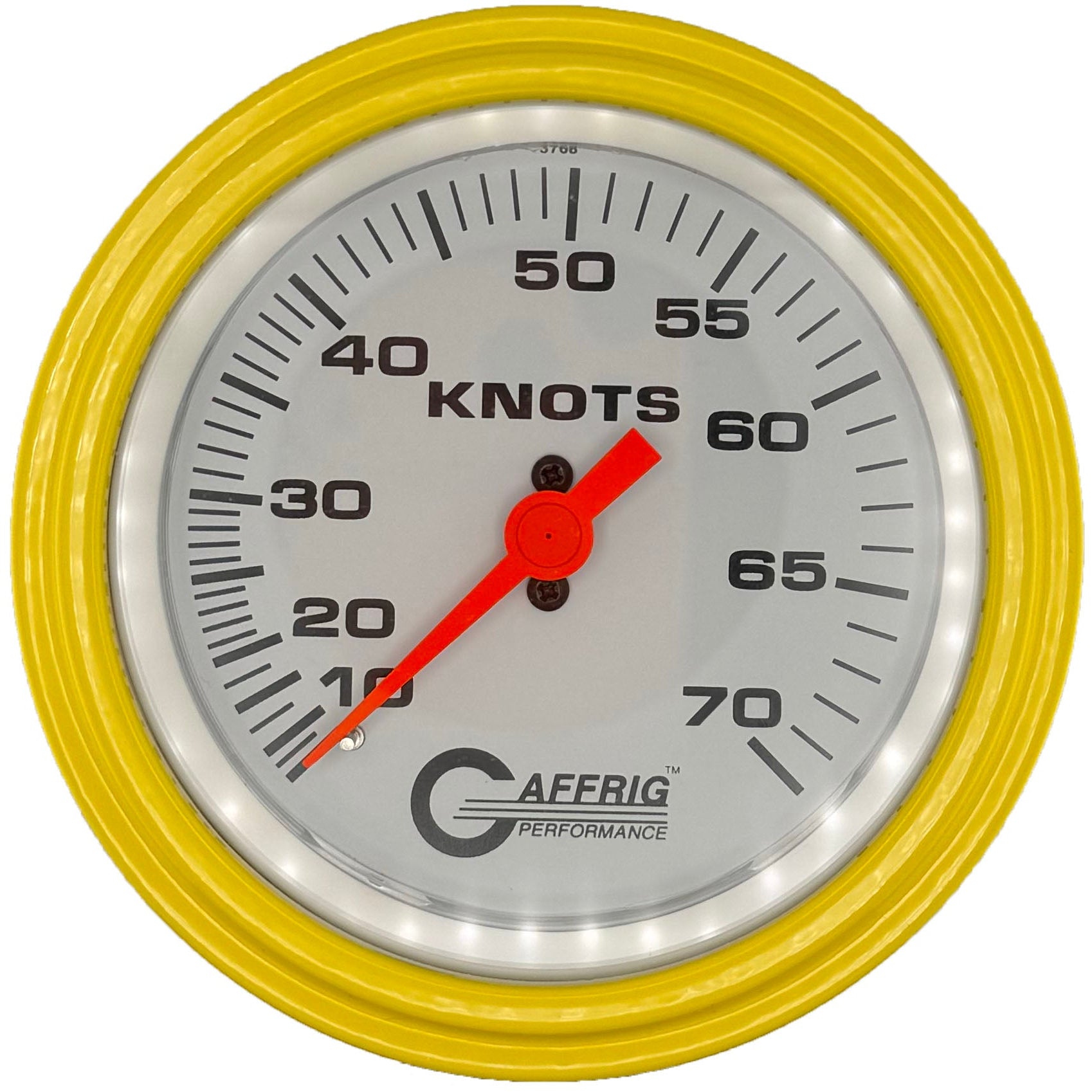 GAFFRIG PART #5860 3 3/8 INCH MECHANICAL DRY INTERNATIONAL SPEEDOMETER GAUGE 70 KNOTS HEAD ONLY WHITE