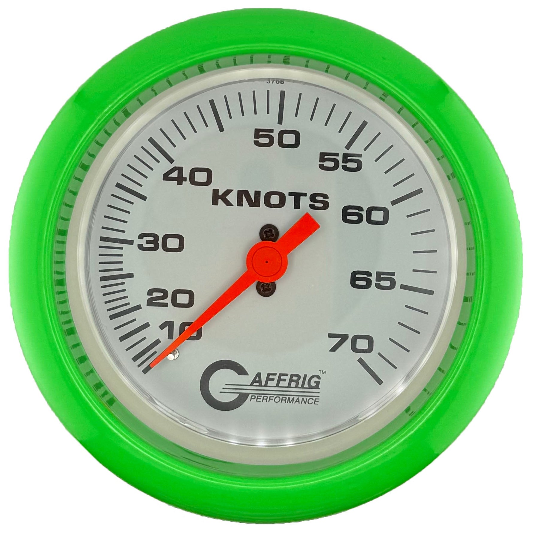 GAFFRIG PART #5860 3 3/8 INCH MECHANICAL DRY INTERNATIONAL SPEEDOMETER GAUGE 70 KNOTS HEAD ONLY WHITE