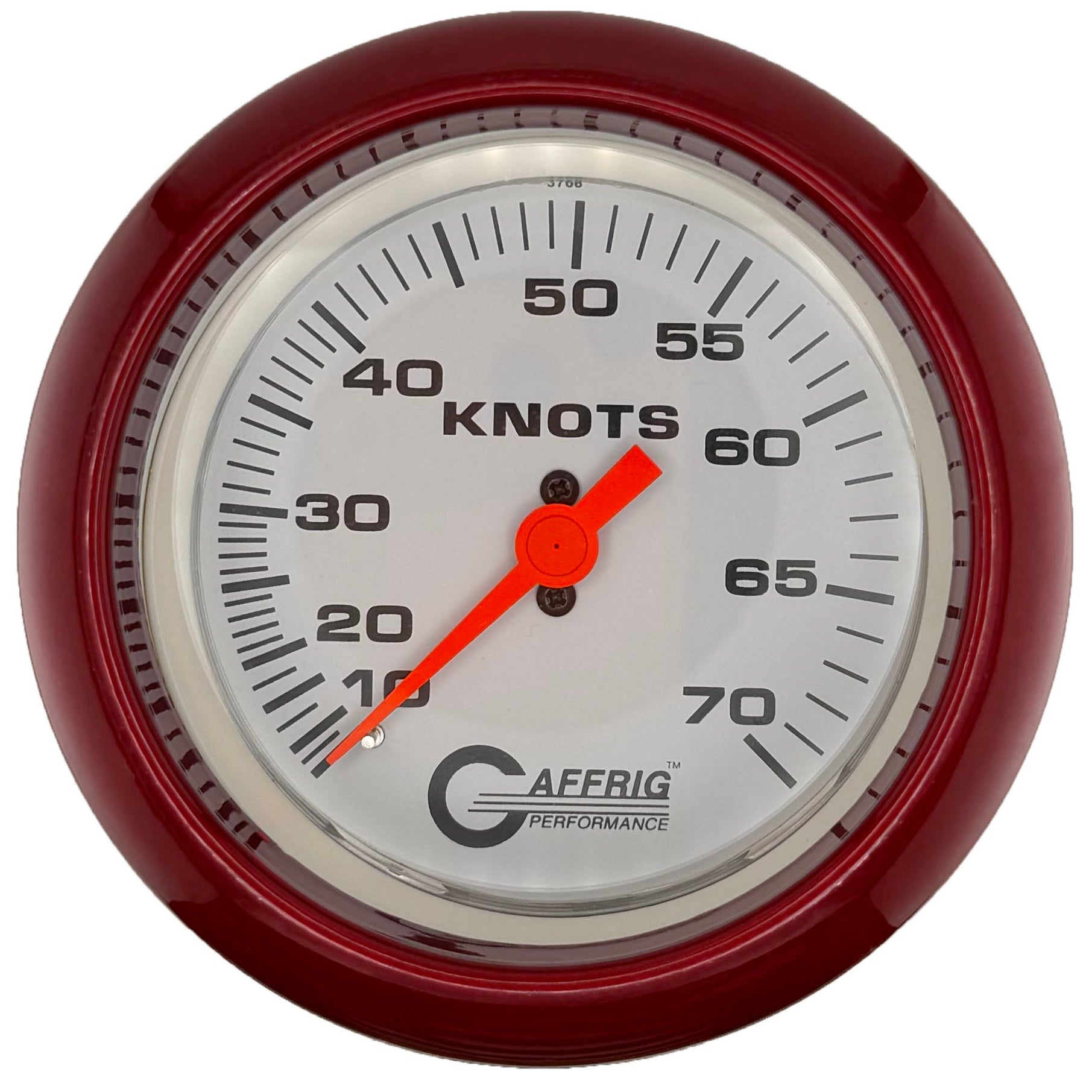 GAFFRIG PART #5860 3 3/8 INCH MECHANICAL DRY INTERNATIONAL SPEEDOMETER GAUGE 70 KNOTS HEAD ONLY WHITE