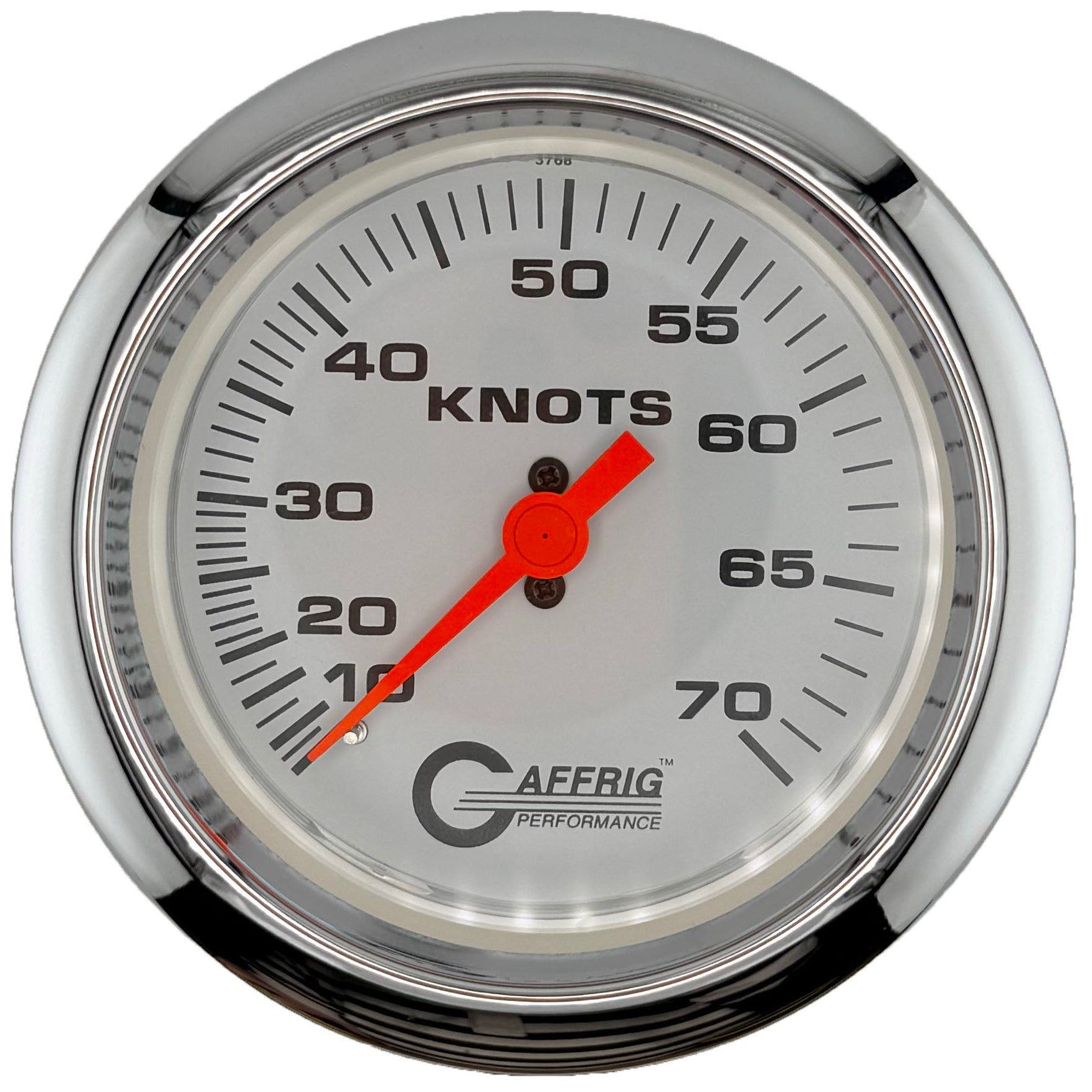 GAFFRIG PART #5860 3 3/8 INCH MECHANICAL DRY INTERNATIONAL SPEEDOMETER GAUGE 70 KNOTS HEAD ONLY WHITE