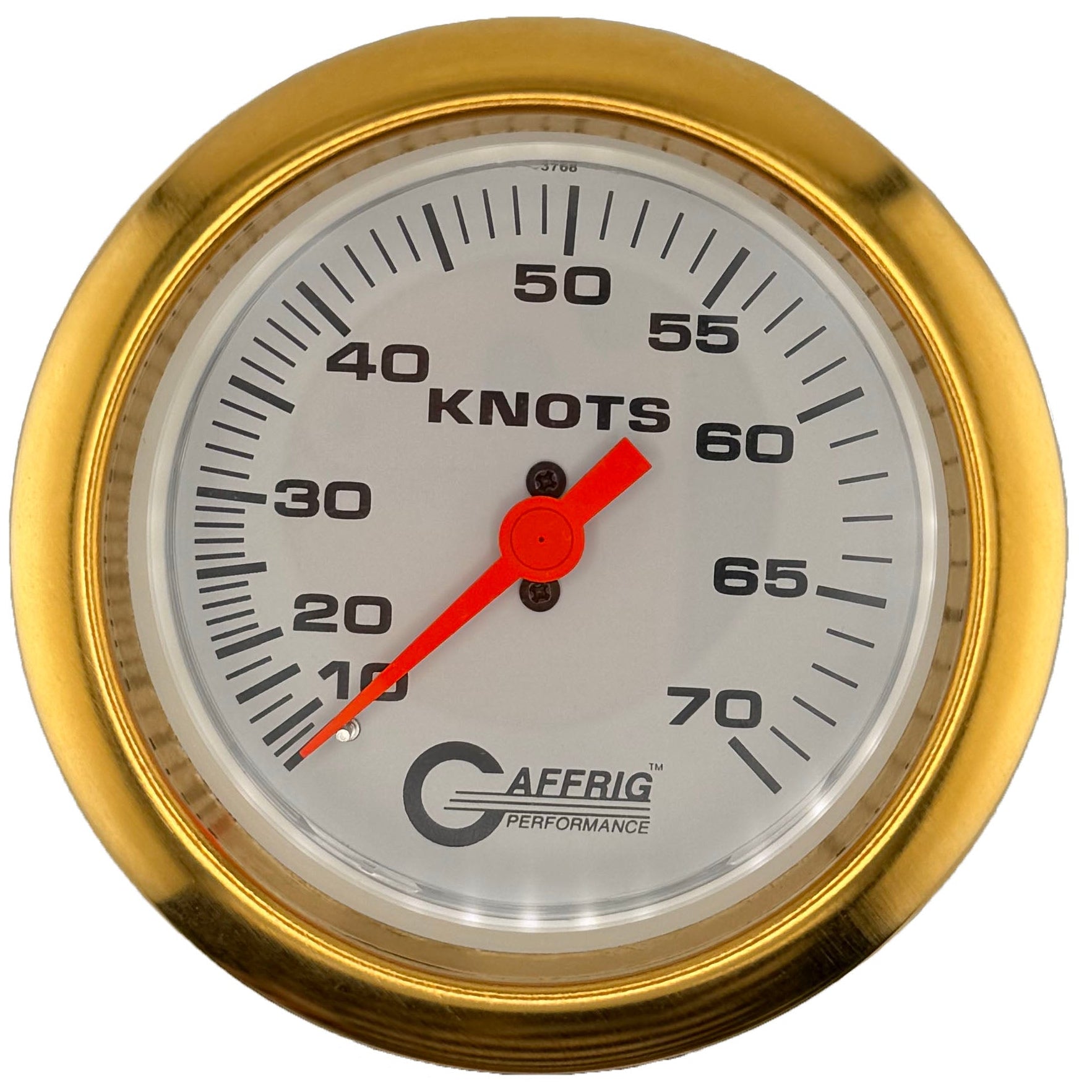 GAFFRIG PART #5860 3 3/8 INCH MECHANICAL DRY INTERNATIONAL SPEEDOMETER GAUGE 70 KNOTS HEAD ONLY WHITE