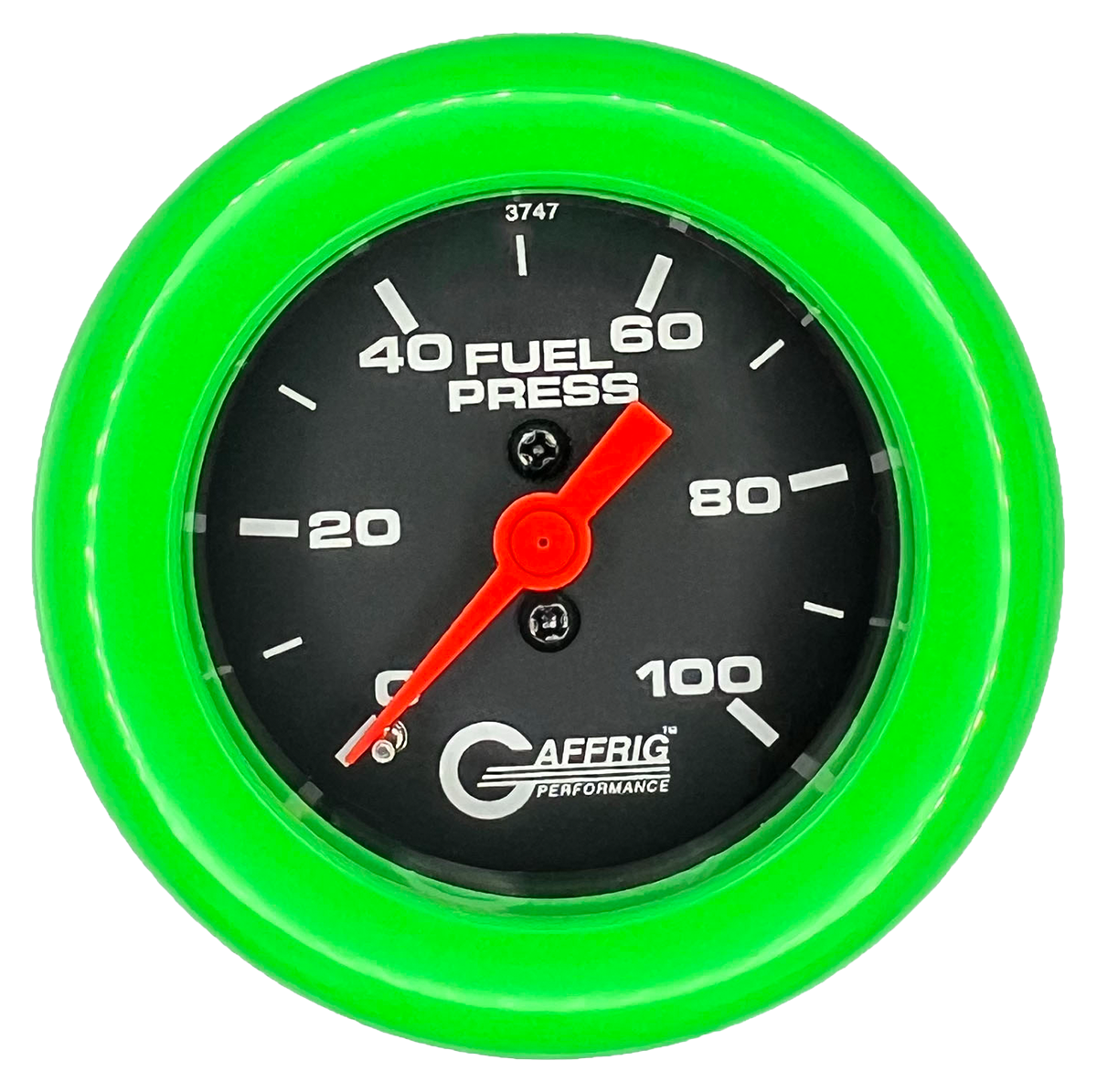 #6004 2 INCH MECHANICAL FUEL PRESS. 0-100 PSI BLACK Lime Green / Step