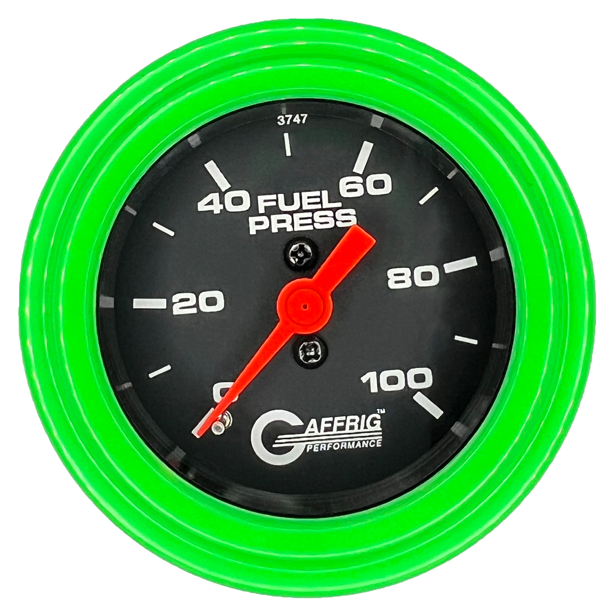 #6004 2 INCH MECHANICAL FUEL PRESS. 0-100 PSI BLACK Lime Green / Step